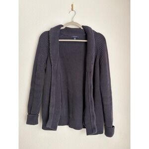 Lands End Drifter Cardigan Sweater Womens Medium Petite Shawl Collar Ribbed Knit